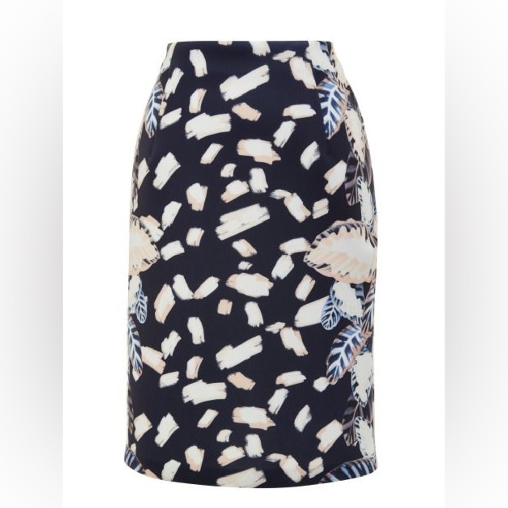 𝅺new Opening Ceremony Sz Md Blush Painted Leaves Pencil Skirt - Blush Pink